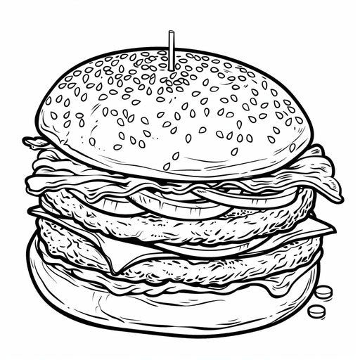 Simple burger outline with sesame seed bun