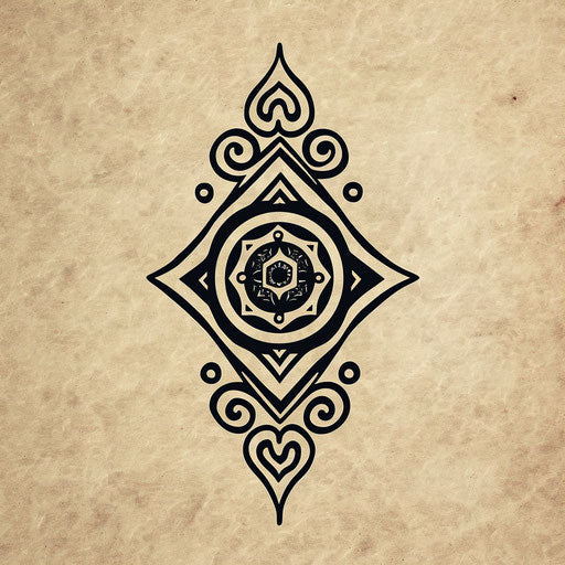 Cultural flat tattoo sketch of an ancient symbol representing dreams from folklore