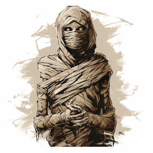 Chiaroscuro style mummy clipart on white background