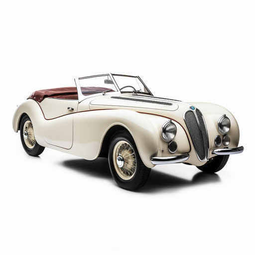 Classic two-seater car white on white background