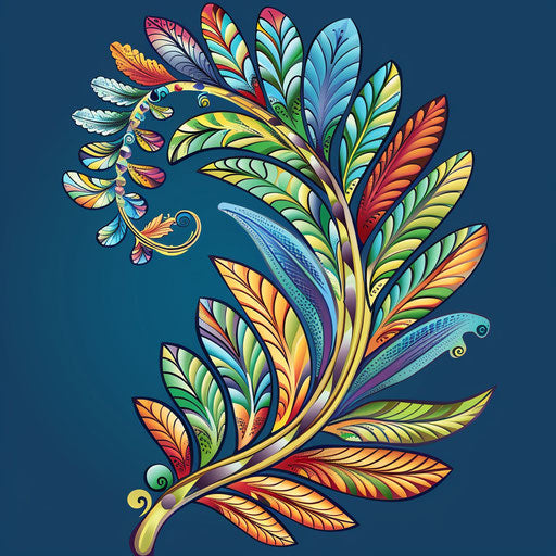 Vibrant tattoo sketch of a silver fern in clipart style