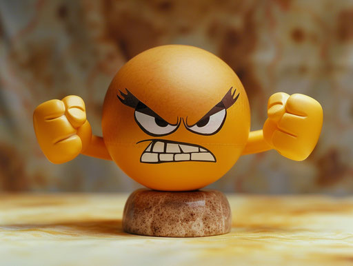 Angry emotion with fists raised