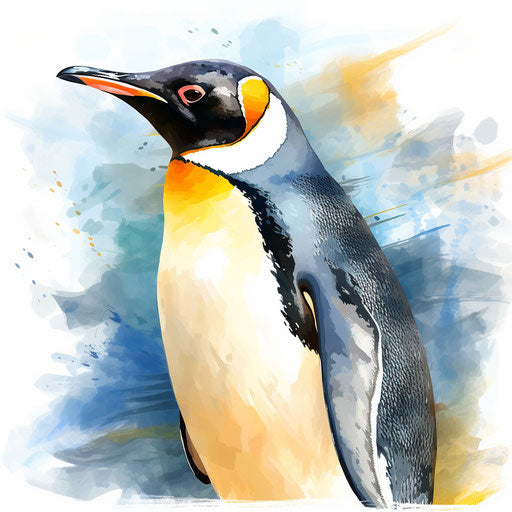 Penguin clipart in the style of Impressionistic Art, on a white background