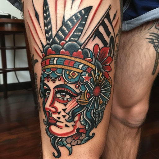 Depression tattoo with classic Americana, Ed Hardy style