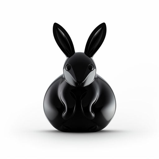 Black rabbit logo illustration isolated on white background, in the style of bess hamiti, flickr, matte photo, martin puryear, sebastian errazuriz, playful animation, shiny