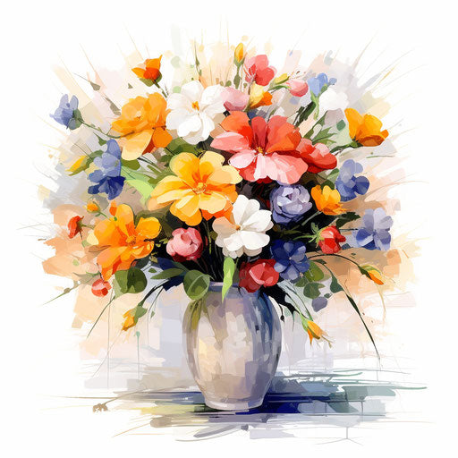 Impressionistic flower bouquet illustration on white background