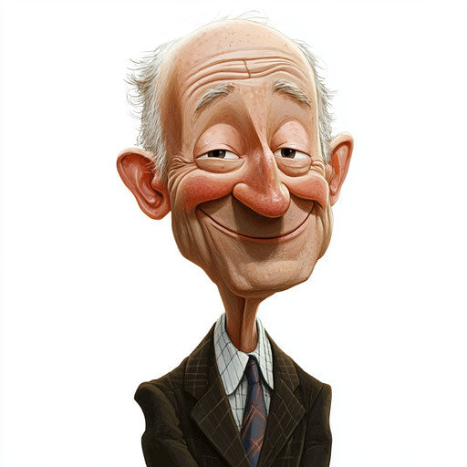 Humorous caricature of a William Clark caricature clipart with human characteristics, exaggerated prominent chin, small feet, monochrome, vibrant colors, cartoon style, winking, high-resolution, no background, isolated