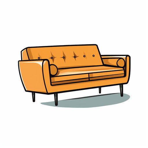 Minimalist style couch clipart on white background