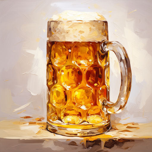 Beer mug clip art in the style of Oil painting, on a white background