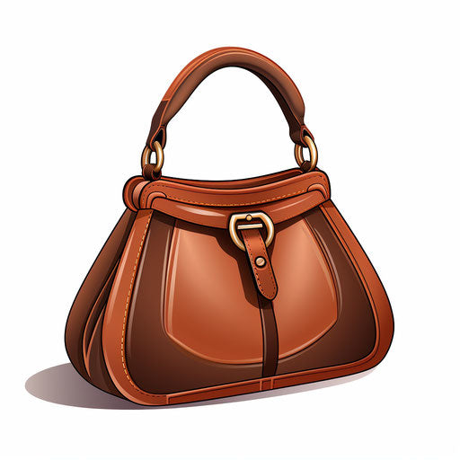 Handbag illustration in the style of Chiaroscuro Art, on white background