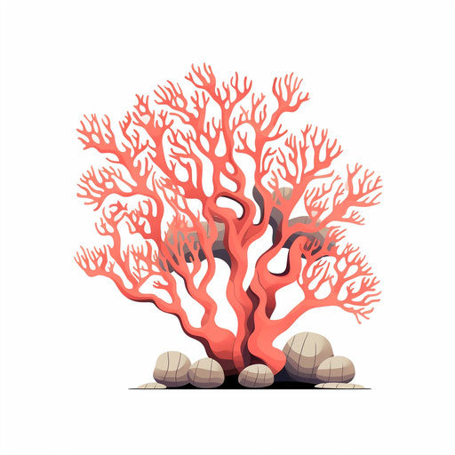 Coral clipart in minimalist style, on white background