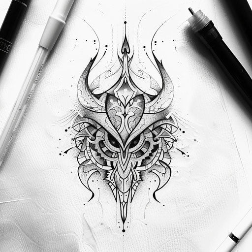 Detailed sketch of a Hakuna Matata symbol with fine line work and subtle shading