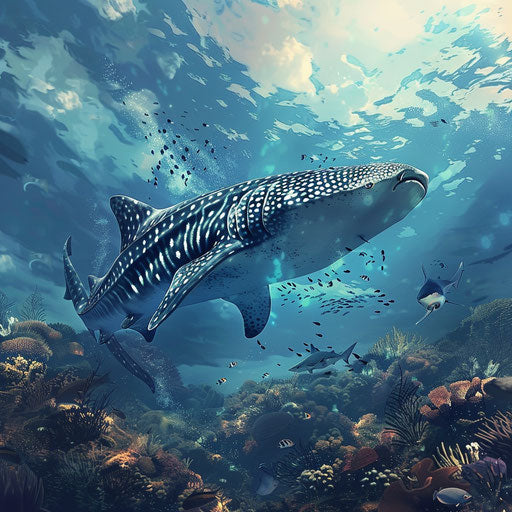 A zebra shark swimming with a gentle giant, highlighting shark species diversity