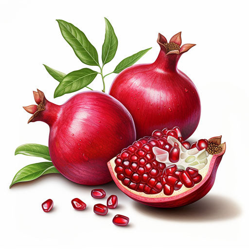 Pomegranate clipart in the style of Chiaroscuro Art, on a white background