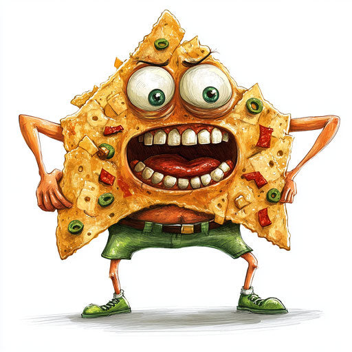 Humorous caricature of a nachos clipart with human traits