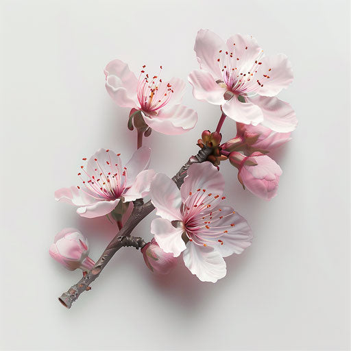 Realistic cherry blossom clipart on flat white background