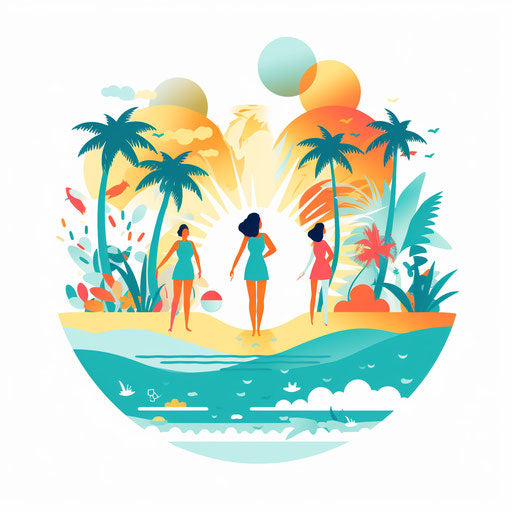 Spring break clip art in the style of Minimalist, on white background