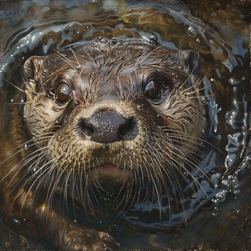 Whiskered otter face under water