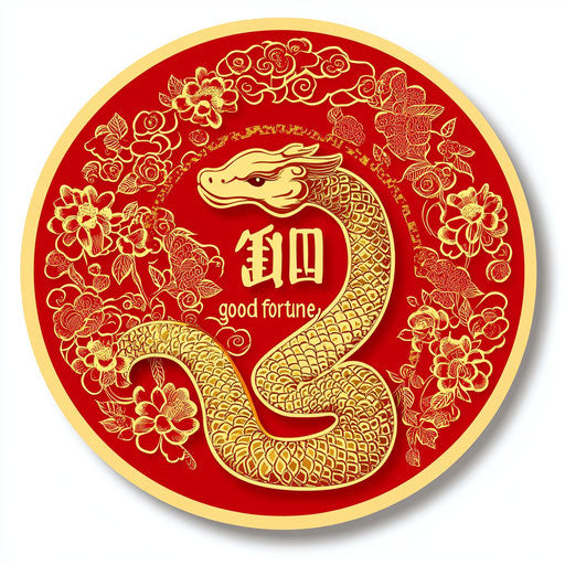 Chinese New Year sticker, snake head pattern, good fortune