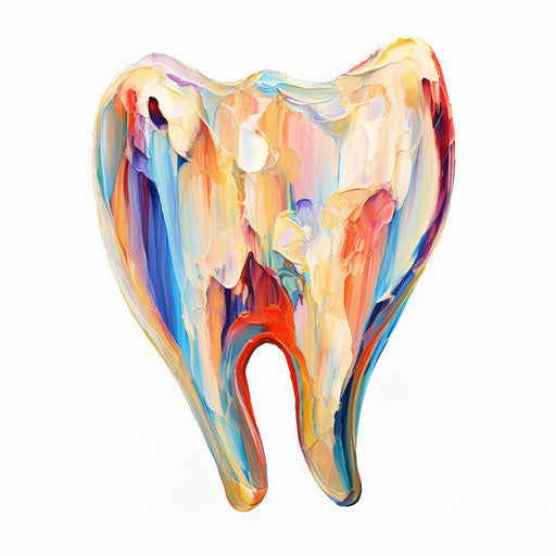 Tooth clipart in the style of Impressionistic Art, on white background