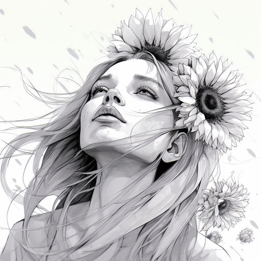 Sunflower in textured animated artistic style