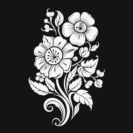 Intricate floral design in simplistic cartoon style
