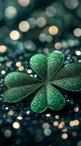 Shamrock with glitter, St. Patrick's Day aesthetic