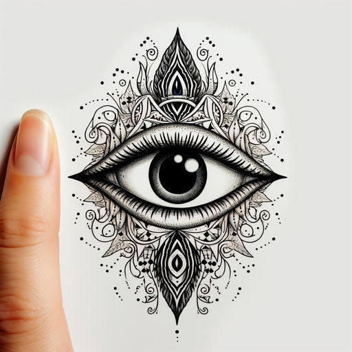 All seeing eye tattoo sticker, gothic surrealism style