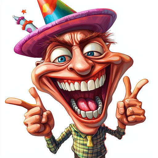 Humorous caricature of a singing caricature clipart