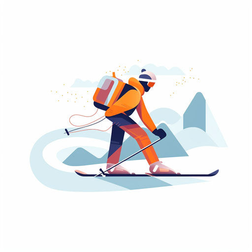 Minimalist ski clipart, on a white background