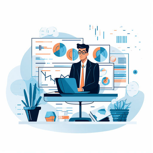 Minimalist finance clipart on white background