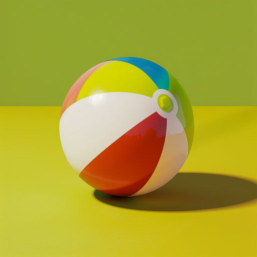 Realistic beach ball on bright chartreuse background