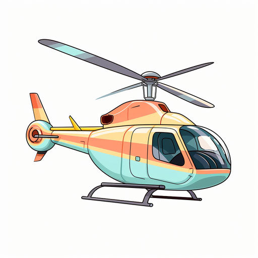 Helicopter in Pastel Colors Art style on white background