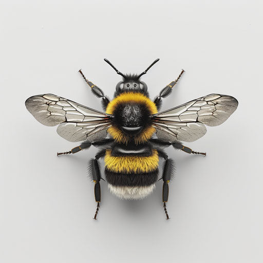Photo-realistic bee clipart with flat white background