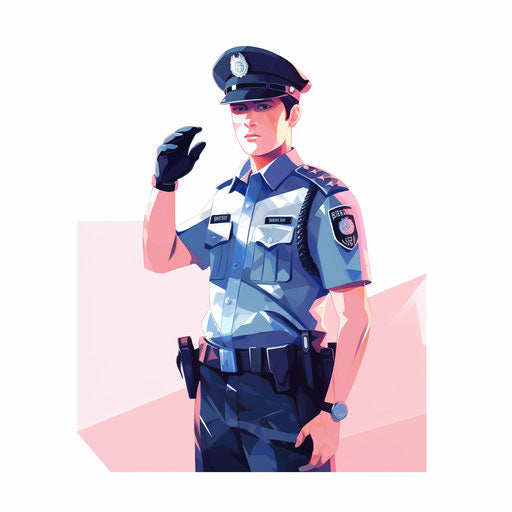 Police officer in Pastel Colors Art style on white background