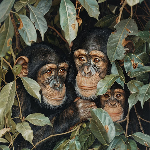 Grooming under a canopy of leaves