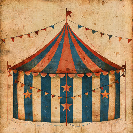Circus clip art in photo realistic quality on flat beige background