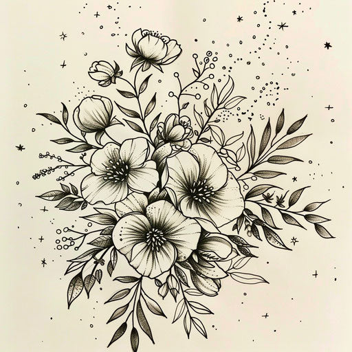 Botanical Cancer constellation tattoo sketch