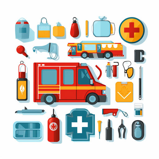 Minimalist emergency clipart on white background