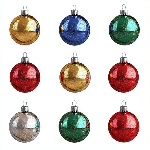 Realistic clipart of Christmas tree ornaments