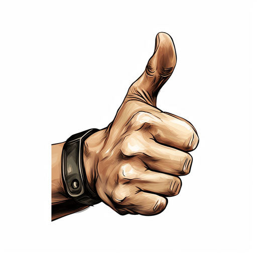 Thumbs up in Chiaroscuro style on white background