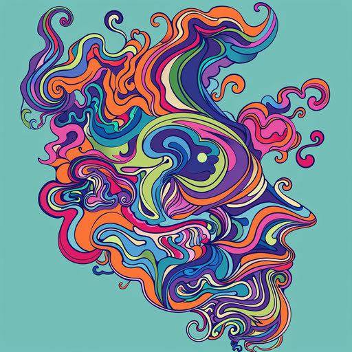 Swirling psychedelic patterns in vivid colors