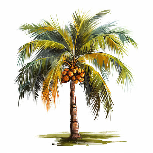 Palm trees as Oil painting clipart, white background