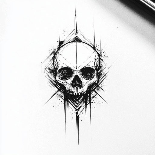 Flat tattoo sketch for men, basic skull design in monochrome