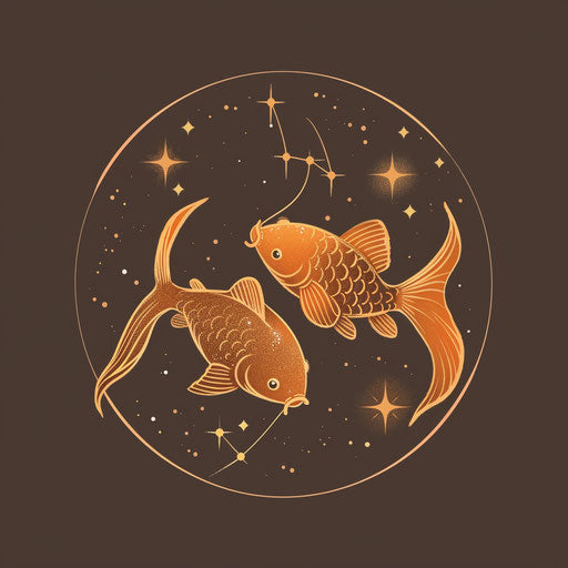 Sketch of Pisces constellation in cozy clipart style