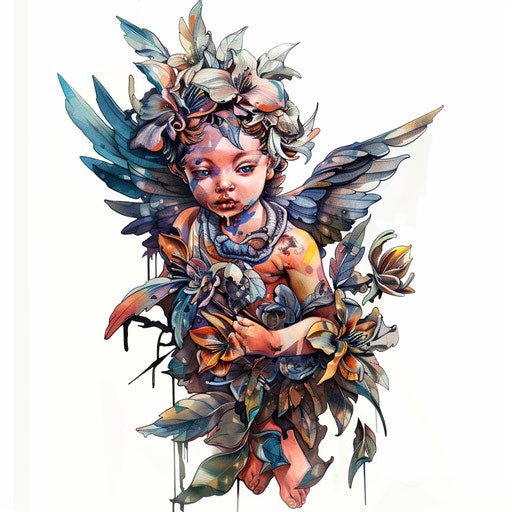 Cherub tattoo with a surreal twist