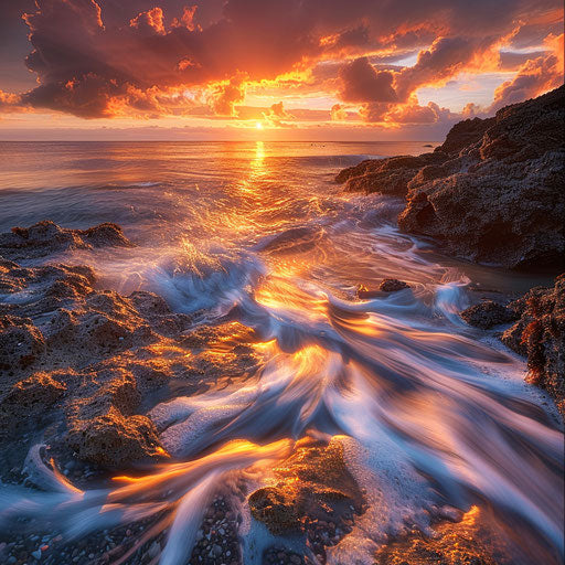 Rock Beach Captivating Scenic Art