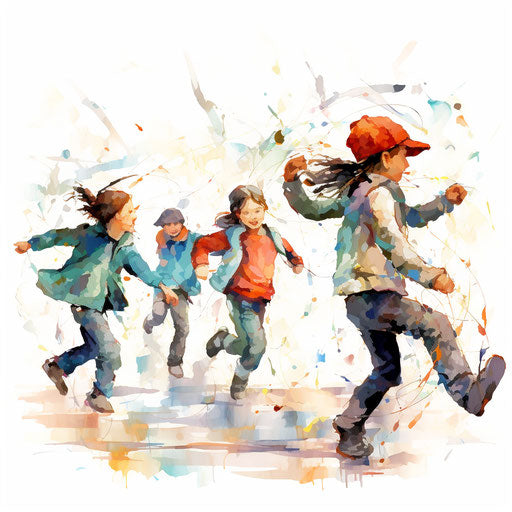 Recess clipart in the style of Impressionistic Art, on white background