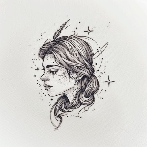 Cultural flat tattoo sketch of the Aquarius constellation