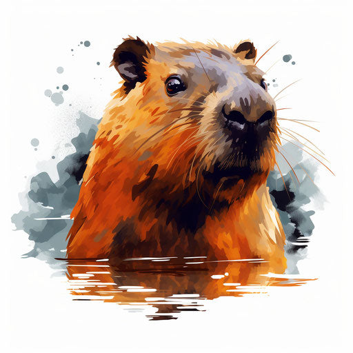 Capybara clipart in the style of oil painting, on a white background